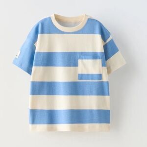 Zara Toddler Boys T-Shirt Blue Stripe 3T